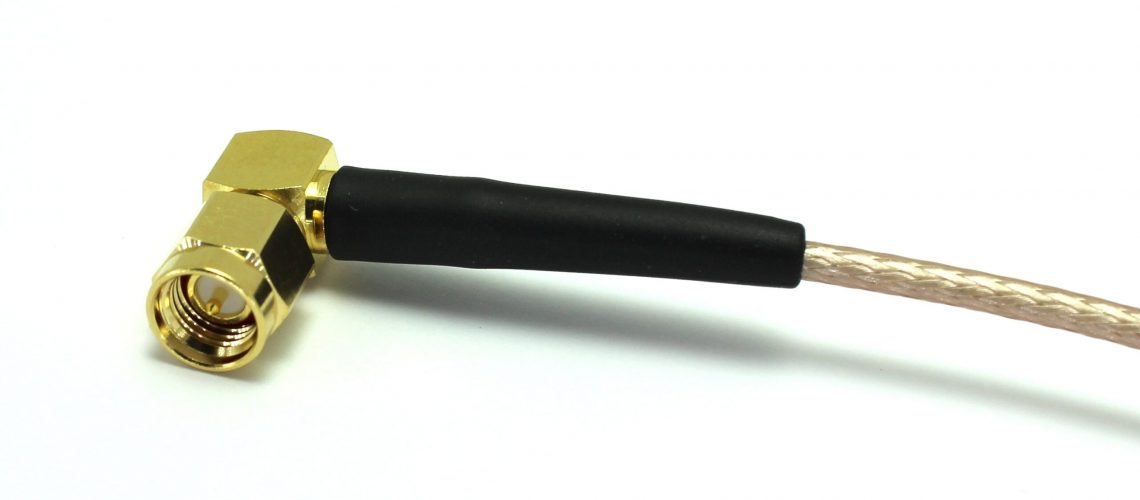 SMA right angle cable assembly with black neoprene boot